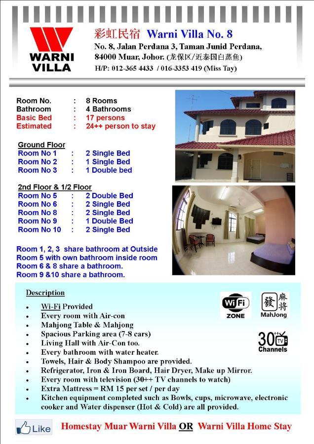 Warni Villa 8 Whole Or Room Muar Exterior foto